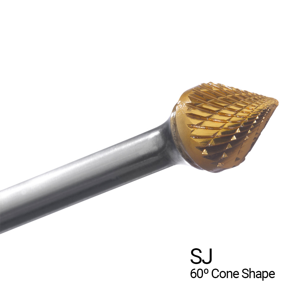 SC TIN 60° CONE DC BUR: SJ1 - Carbide Burrs